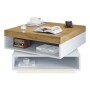 okwish Couchtisch mit LED Schubladen Drehbar 65x65x40cm Hochglanz Weiß_9