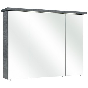 Pelipal Spiegelschrank Quickset 328, 115 cm breit, Graphit Dekor mit drei Spiegeltüren und Beleuchtung.
