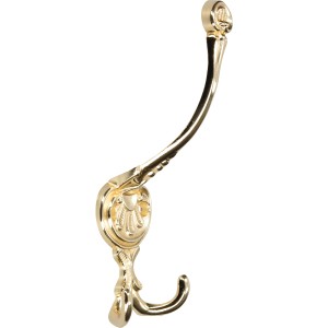 Glänzender, messingfarbener Siro Huthaken 504 aus Metall mit Jugendstilmuster.