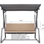 Beiges Kissen für Hollywoodschaukel, 160x50x7cm, für 3-Sitzer Gartenschaukel. Sitzkissen & Gartenstuhlauflage.
