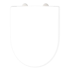 Weißer Schütte WC-Sitz D-Form Pro 3 Duroplast mit Absenkautomatik.