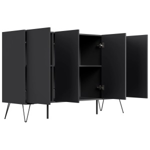 Posseik Sideboard Industrial P, 155 cm breit, Grafit, mit 4 Türen und Schubladen.