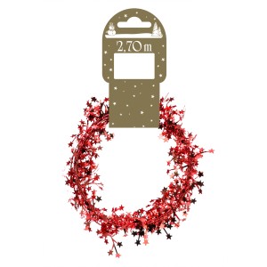 Rote Mini-Sternchengirlande, 270 cm, ideal als Weihnachtsdeko und zum Basteln.