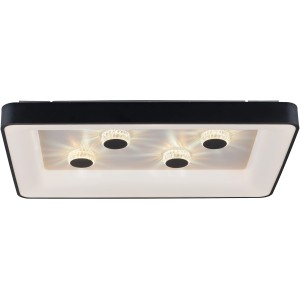 Schwarze LED-Deckenleuchte Vertigo mit Kristalleffekt, 90,5x60,5 cm. Elegante Deckenlampe für Wohn- und Schlafbereich.