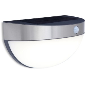 Lutec Solar-Außenwandleuchte Bubble aus Edelstahl mit Bewegungsmelder.