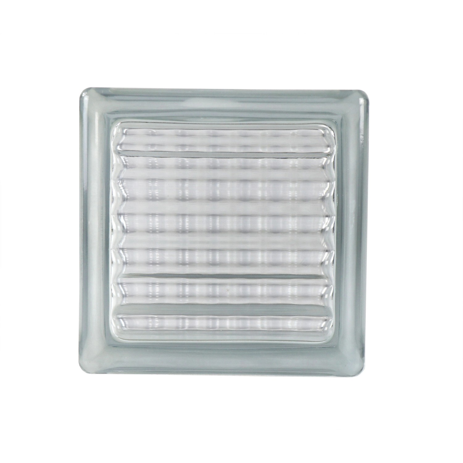 Klarer Glasstein mit Kreuzmuster, 11,5x11,5x8 cm, für Innen- und Außenbereich.