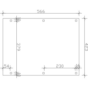 Technische Zeichnung: Skan Holz Carport Fichtelberg, Maße 423x566 cm.