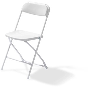Weißer VEBA Klappstuhl Budget, ideal für Garten und Veranstaltungen.