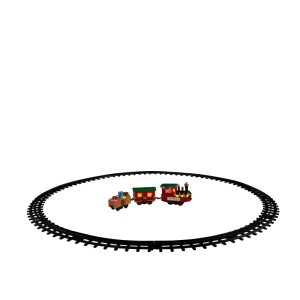 Konstsmide LED-Modelleisenbahn mit Sound, rot-grün, auf schwarzem Gleis, batteriebetrieben, für Innen-Weihnachtsdeko.