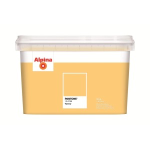 Alpina Innenfarbe Pantone Yarrow 2,5 L in leuchtendem Gelb. Matte Wandfarbe für strahlende Wände.