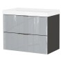 Germania Waschtischunterschrank mit Becken, Graphit/Grau, 81x65x47 cm. Waschbeckenunterschrank mit zwei Schubladen.