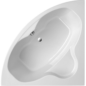 Weiße Katamaran Eckwanne, 148 cm, mit Sitzfläche. Moderne Badewanne für das Badezimmer.