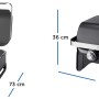 Campingaz Attitude 2100 LX Gas-Tischgrill, offen und geschlossen mit Maßangaben.