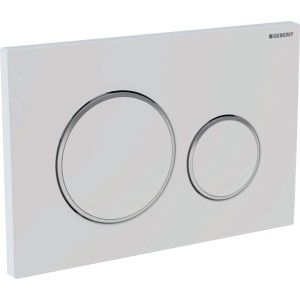 Geberit Sigma20 Betätigungsplatte, weiß hochglanz mit Chromringen, 2-Mengen-Spülung.