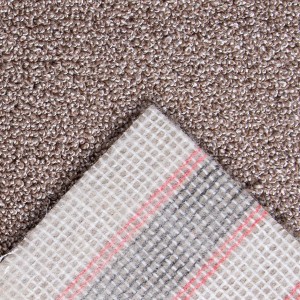 Andiamo Teppichboden Oslo, braun-beige, Schlinge, Meterware, Detailansicht der Rückseite.