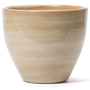 Kirschke Pflanzgefäß Mailand Cream, Terrakottatopf, Ø 36 cm, creme-farbene Glasur.