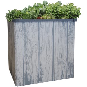 Juwel Falthochbeet Easy Garden, 75x80x45 cm, grau-braun, mit Bepflanzung.