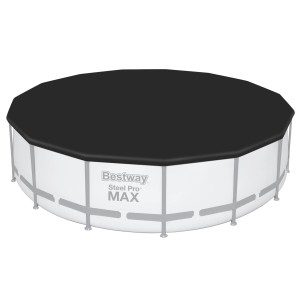 Bestway Stahlrahmenpool Steel Pro Max, Ø 457 cm, mit Abdeckplane. Lichtgrauer Gartenpool.