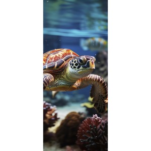 Schulte Duschrückwand mit Schildkröten-Motiv, 210x90 cm. Dekorativer Fliesenersatz für die Dusche.