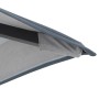 Detailaufnahme des blau-grauen Doppler Marktschirms MyZone mit Knickfunktion.