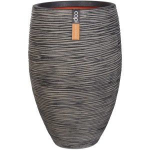 Capi Pflanztopf Nature Rib Elegant Deluxe, anthrazit, Ø 45x72 cm, geriffelte Oberfläche.