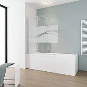 Schulte Badewannenaufsatz ExpressPlus, 3-teilig, Dekor Liane, Alu Natur, 140x125 cm.