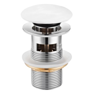 Domberg Ablaufventil DB4000 für Waschbecken mit Keramikabdeckung in Weiß.