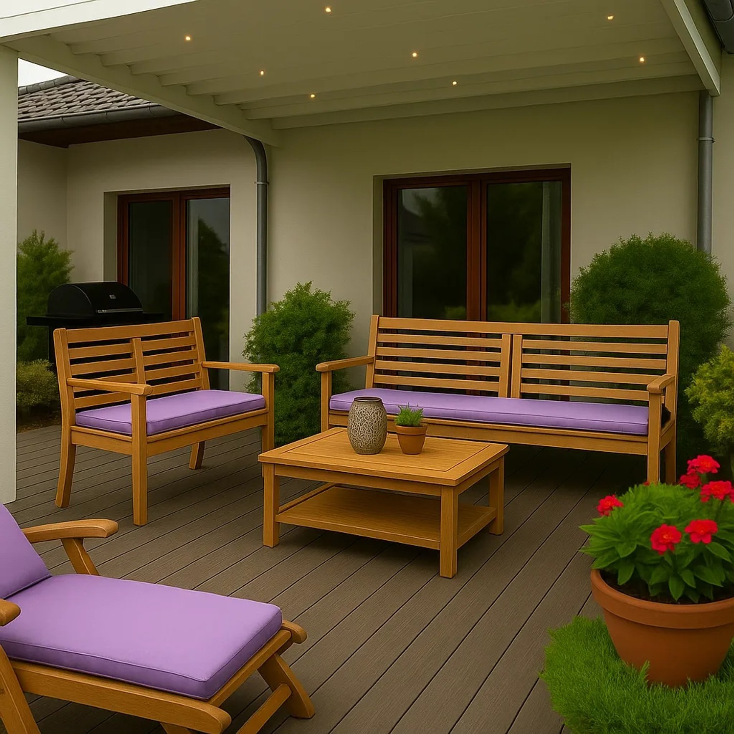 Lila Setgarden Bankkissen 110x50, passend für 2-Sitzer Gartenbank.