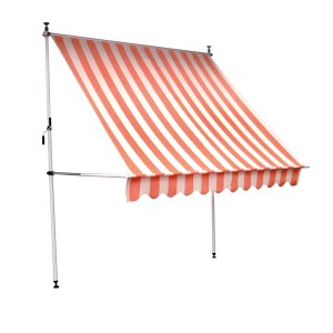 CMI Fallarmmarkise, 250x150 cm, Kupfer-Creme gestreift, für Fenster und Balkone.