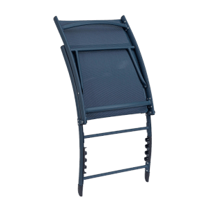 Zusammengeklappter, blauer Lounge-Sessel TAYLOR für Garten oder Terrasse.