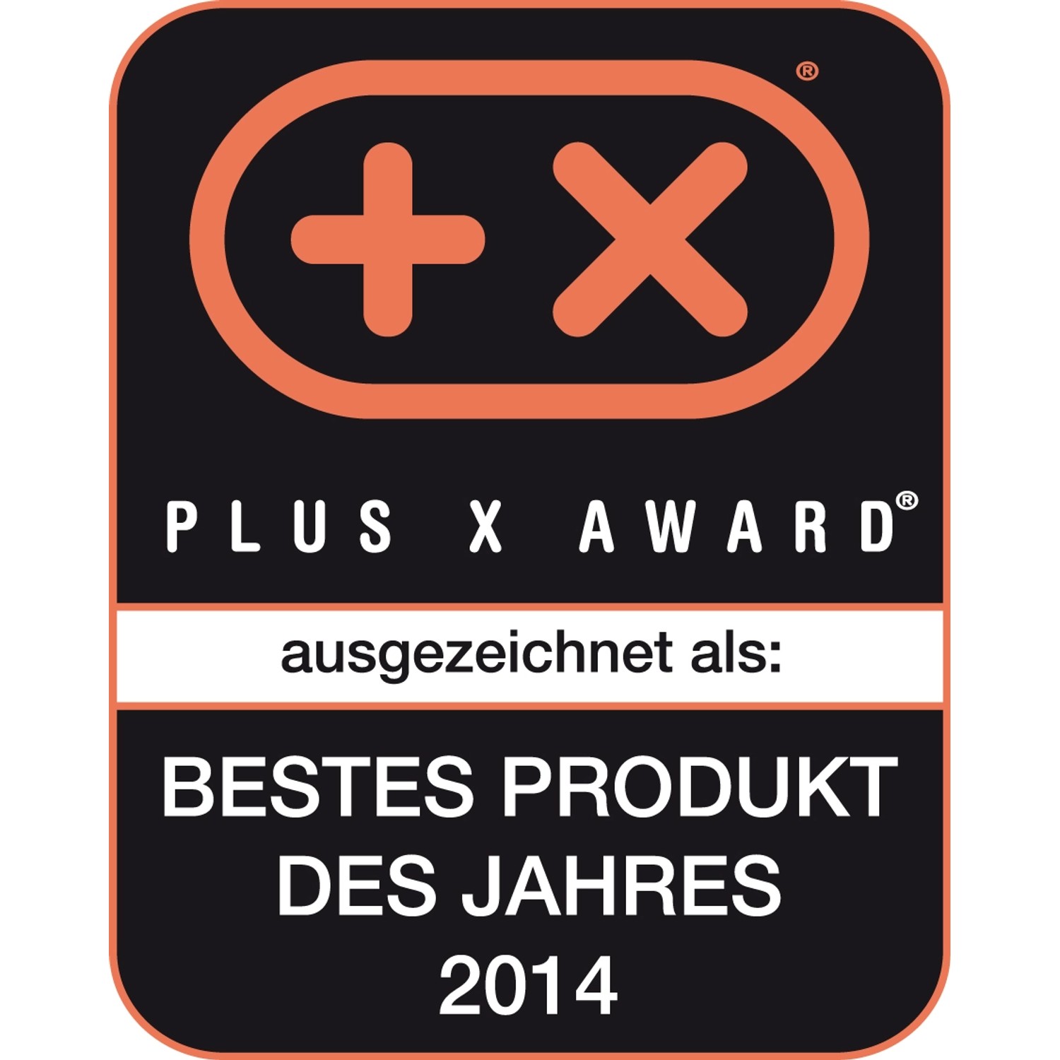 Plus X Award Siegel: Auszeichnung als bestes Produkt des Jahres 2014.