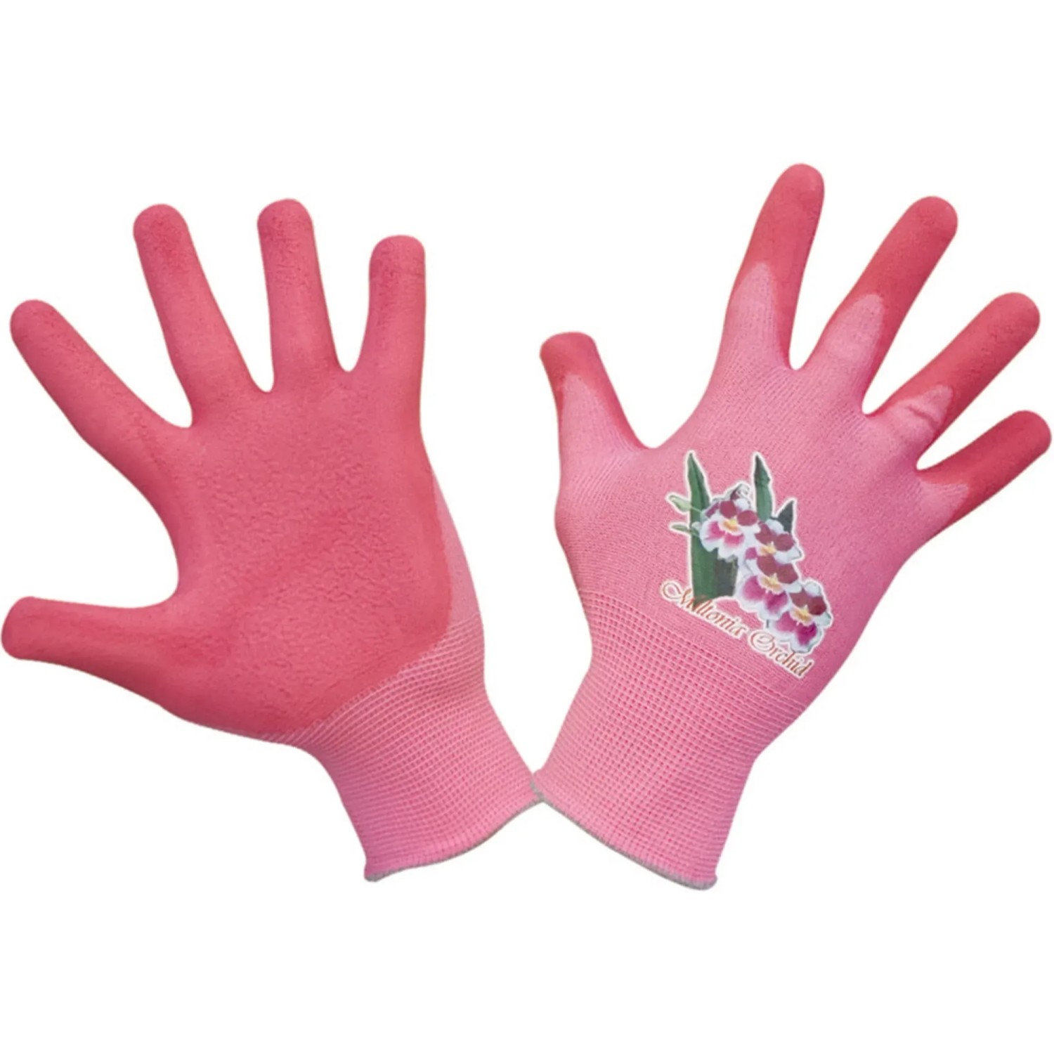 Gartenhandschuhe Happy Trend XL mit Blumenmuster, pink. Ideal für Gartenarbeit.
