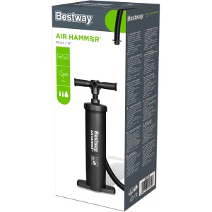 Bestway Doppelhubpumpe Air Hammer im Karton, geeignet zum Aufblasen und Luftablassen.