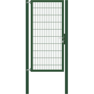 Grünes Einzeltor Flexo Plus 100x200 cm mit Pfosten für Gartenzäune.