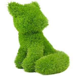 Grüne AniPlants Gartenfigur: Sitzender Fuchs, 35 cm hoch. Dekorative Gartendeko.