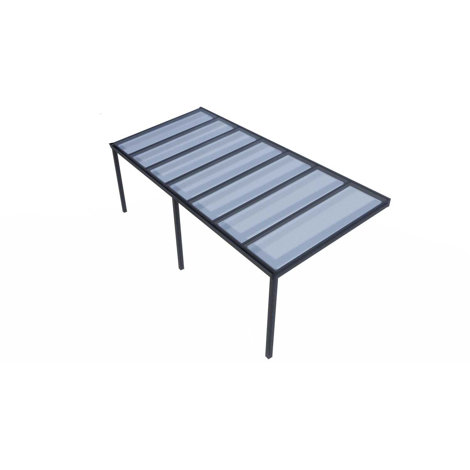 Anthrazit Terrassenüberdachung 700x350 cm mit klarer Polycarbonat-Platte. Ideal für Ihre Terrasse!