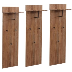 MCA 3er-Set Garderobenpaneel P55 aus Eiche mit Ablage und Haken.