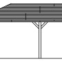 Technische Zeichnung: Skan Holz Carport Taunus, 439x786 cm, Nussbaum, mit Maßangaben.