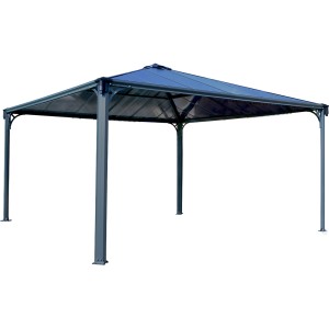 Palram Palermo Gartenpavillon 4.3x4.3 in Anthrazit mit LED-Set.