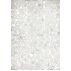 Teppich Masque 410 Grau-Silber (160x230 cm) aus Leder mit metallischen Effekten.