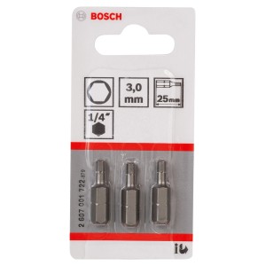 Bosch Schrauberbits Sechskant Extra Hard 25 x 3 mm 3-tlg.