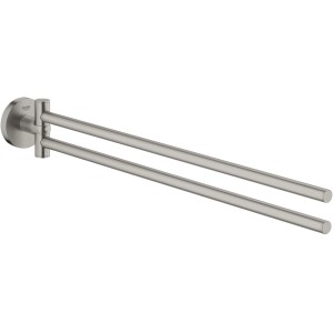 Grohe Essentials Handtuchhalter Supersteel, 2-armig, schwenkbar, zur Wandmontage.