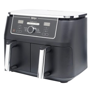 Schwarze Ninja Foodi Max AF400EU Dual Zone Heißluftfritteuse für die Küche.