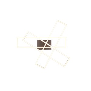 Moderne LED-Deckenleuchte Corso, Nickel matt, mit verschlungenen Rechtecken und Fernbedienung.