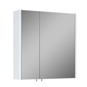 Roca Spiegelschrank Cheese 2.0, 60 cm, Weiß Hochglanz mit 2 Türen und Steckdose.