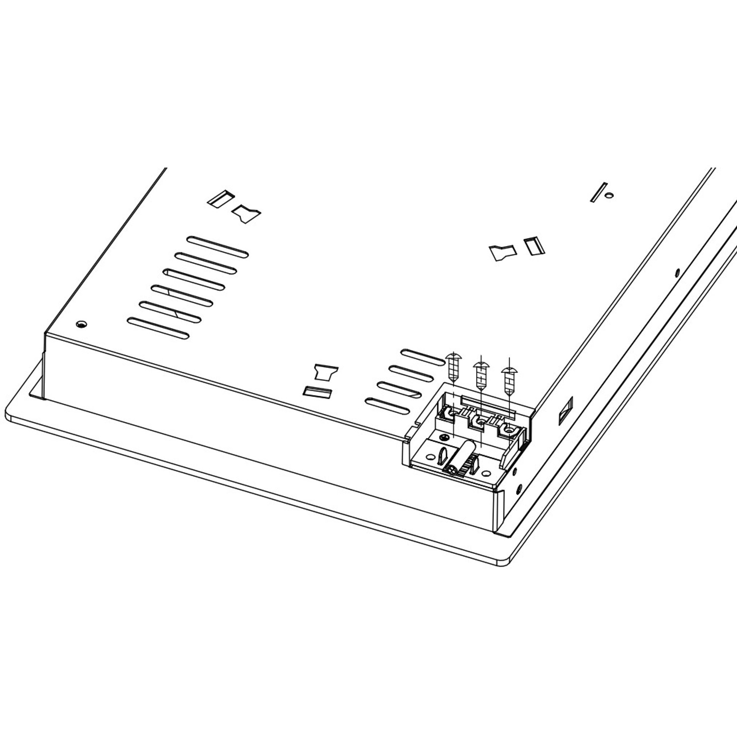 Detailansicht der Unterseite des rahmenlosen Respekta KM9130T-28 Glaskeramikkochfelds.