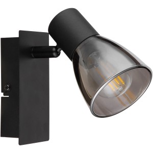 Schwarzer Globo Strahler Claude mit Rauchglas, 1-flammig, für moderne Beleuchtung.