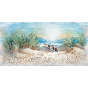 Leinwandbild Nordsee, 50x100 cm: Dünenlandschaft mit Strandhafer und Meer.
