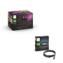 Philips Hue Lily Gartenstrahler Set mit 3 schwarzen smarten Leuchten und 5m Verlängerungskabel für farbiges Außenlicht.