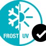 Symbol für Frost- und UV-Beständigkeit der Gardena Schlauchbox RollUp S.